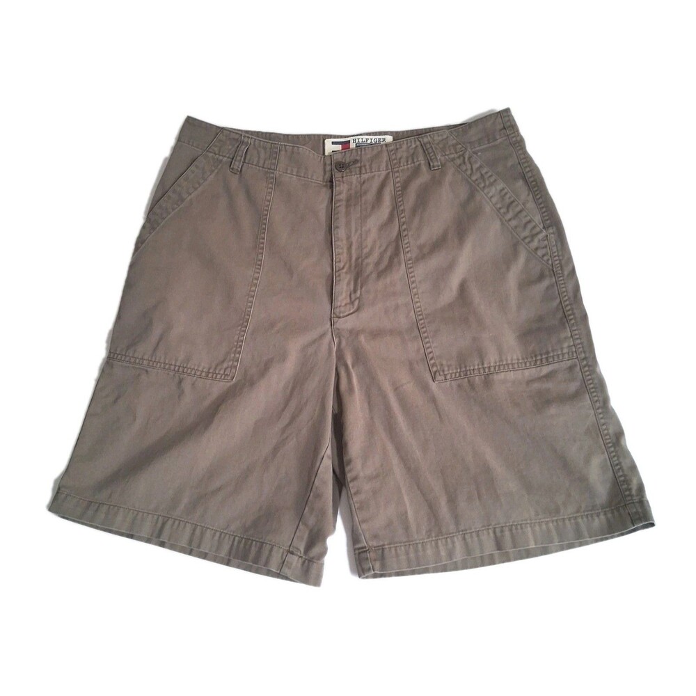 Vtg Y2K Tommy Hilfiger Tan Khaki Canvas Shorts Men’s Size 34 Military Green Brwn